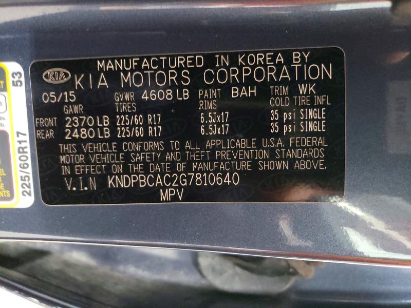 2016 Kia Sportage მანქანა იყიდება აუქციონზე, vin: KNDPBCAC2G7810640, აუქციონის ნომერი: 64420616