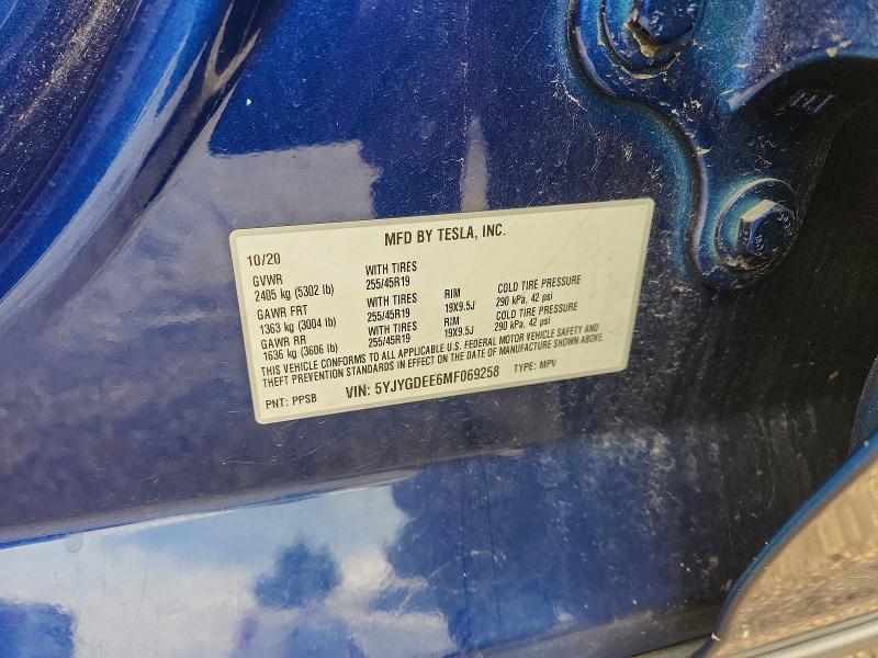 Aukcja sprzedaży 2021 Tesla Model Y, vin: 5YJYGDEE6MF069258, numer aukcji: 64234086