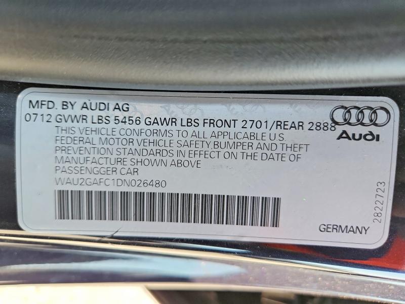 63917956 :رقم المزاد ، WAU2GAFC1DN026480 vin ، 2013 Audi A7 مزاد بيع