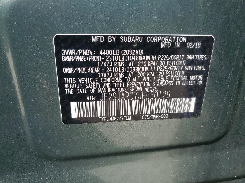 Aukcja sprzedaży 2018 Subaru Forester, vin: JF2SJARC7JH550129, numer aukcji: 66899276