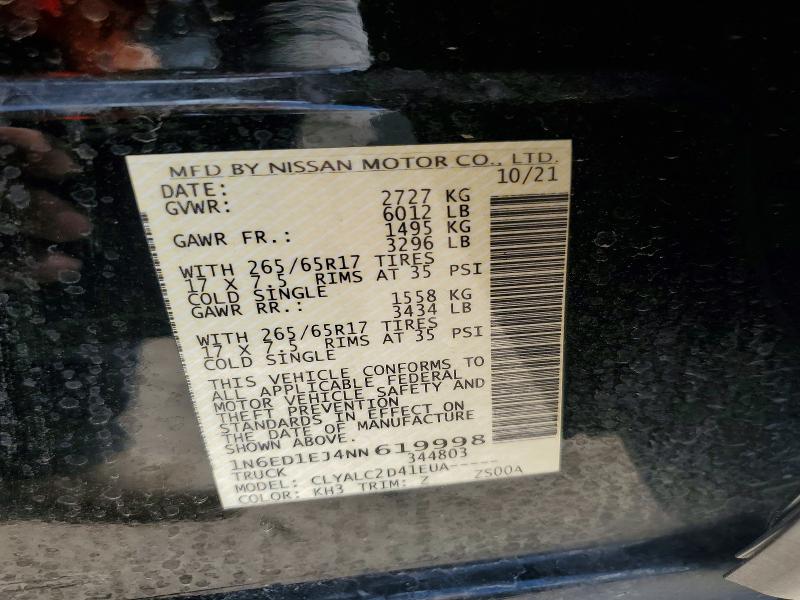 Aukcja sprzedaży 2022 Nissan Frontier, vin: 1N6ED1EJ4NN619998, numer aukcji: 66382676