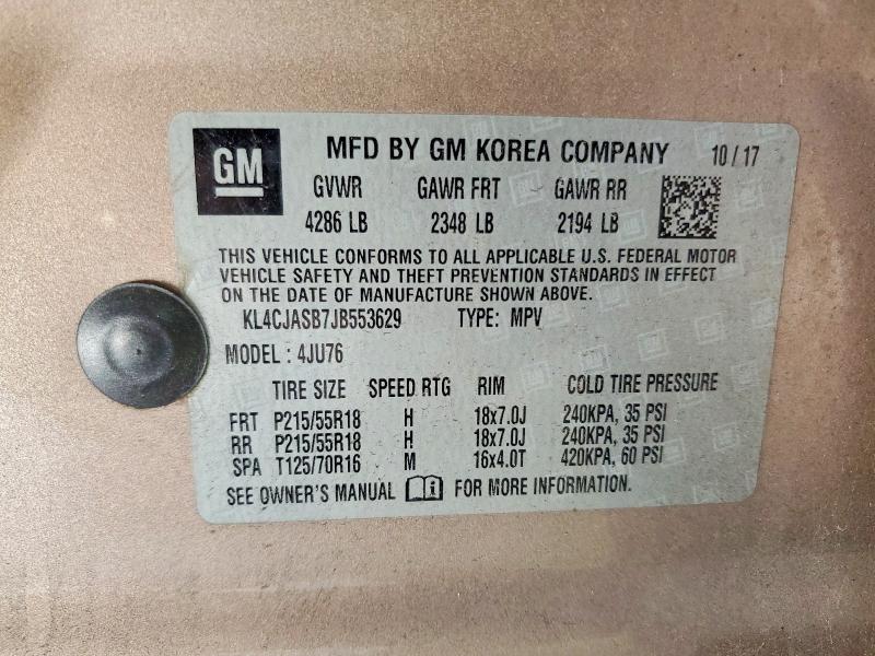 Aukcja sprzedaży 2018 Buick Encore, vin: KL4CJASB7JB553629, numer aukcji: 67069186