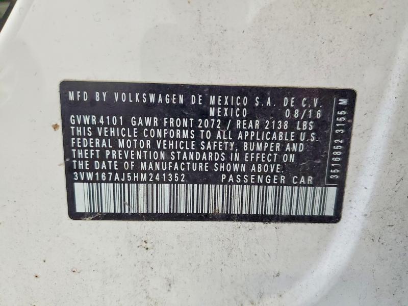 66904246 :رقم المزاد ، 3VW167AJ5HM241352 vin ، 2017 Volkswagen Jetta مزاد بيع