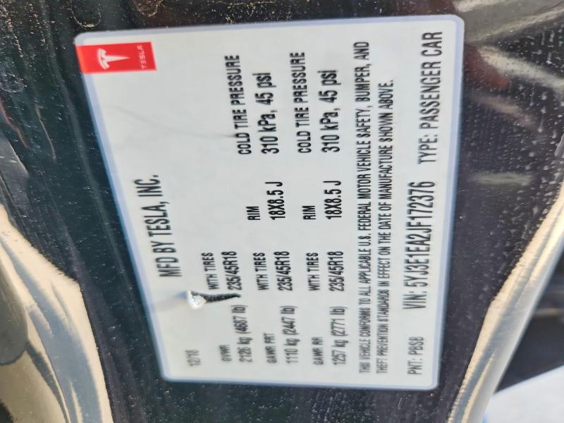 Продажа на аукционе авто 2018 Tesla Model 3, vin: 5YJ3E1EA2JF172376, номер лота: 63414176