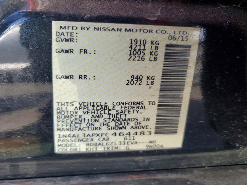 65604346 :رقم المزاد ، 1N4AL3APXFC464483 vin ، 2015 Nissan Altima مزاد بيع