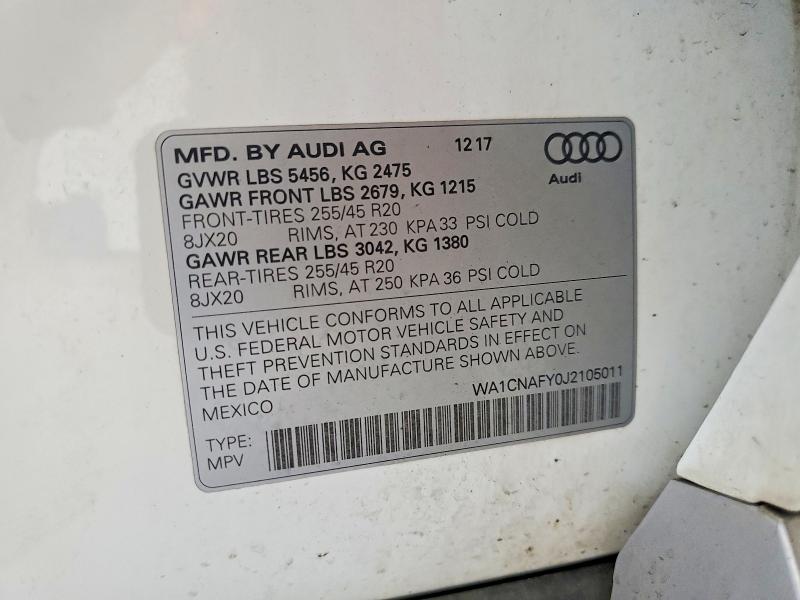 Aukcja sprzedaży 2018 Audi Q5, vin: WA1CNAFY0J2105011, numer aukcji: 65242306