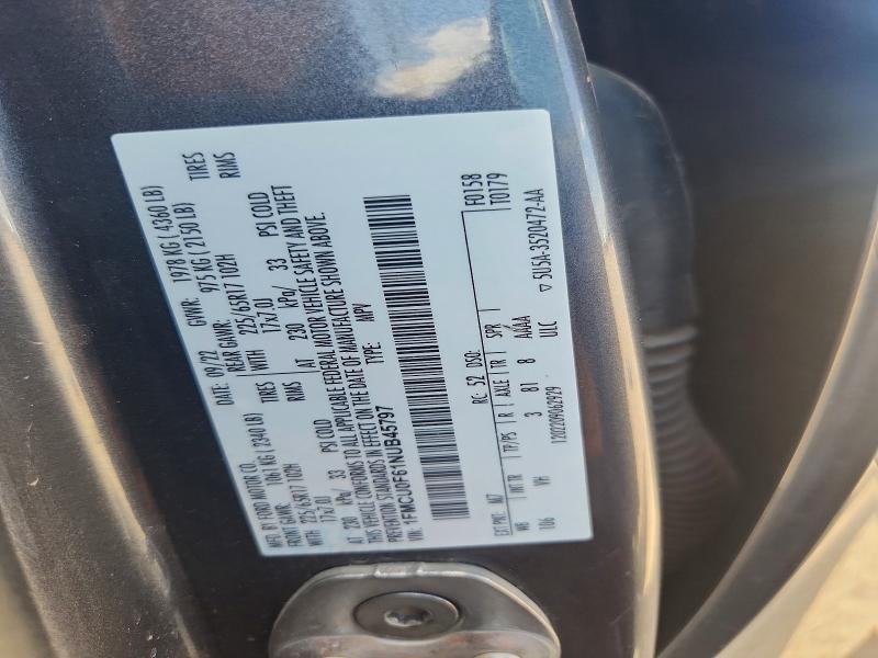 2022 Ford Escape მანქანა იყიდება აუქციონზე, vin: 1FMCU0F61NUB45797, აუქციონის ნომერი: 65514406
