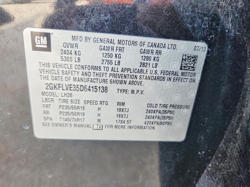 Продаж на аукціоні авто 2013 Gmc Terrain, vin: 2GKFLVE35D6415138, номер лоту: 65476106