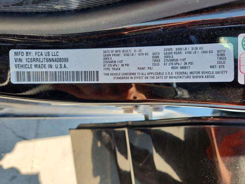 Продажа на аукционе авто 2022 Ram 1500, vin: 1C6RREJT6NN408099, номер лота: 63208356