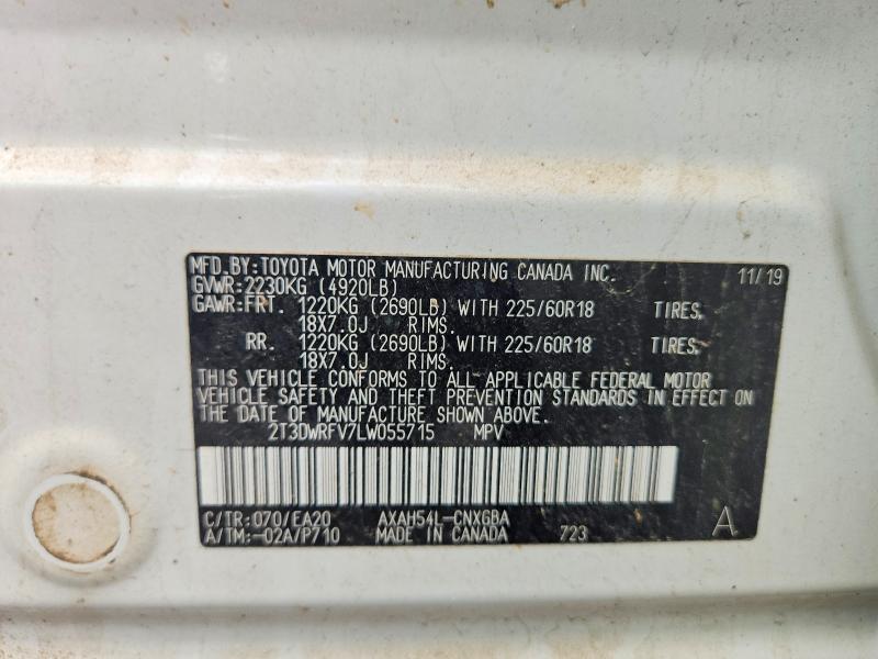Aukcja sprzedaży 2020 Toyota Rav4, vin: 2T3DWRFV7LW055715, numer aukcji: 62588176