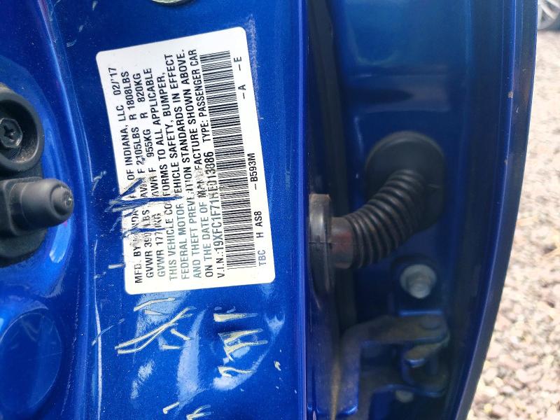 Продажа на аукционе авто 2017 Honda Civic, vin: 19XFC1F71HE013886, номер лота: 62468206