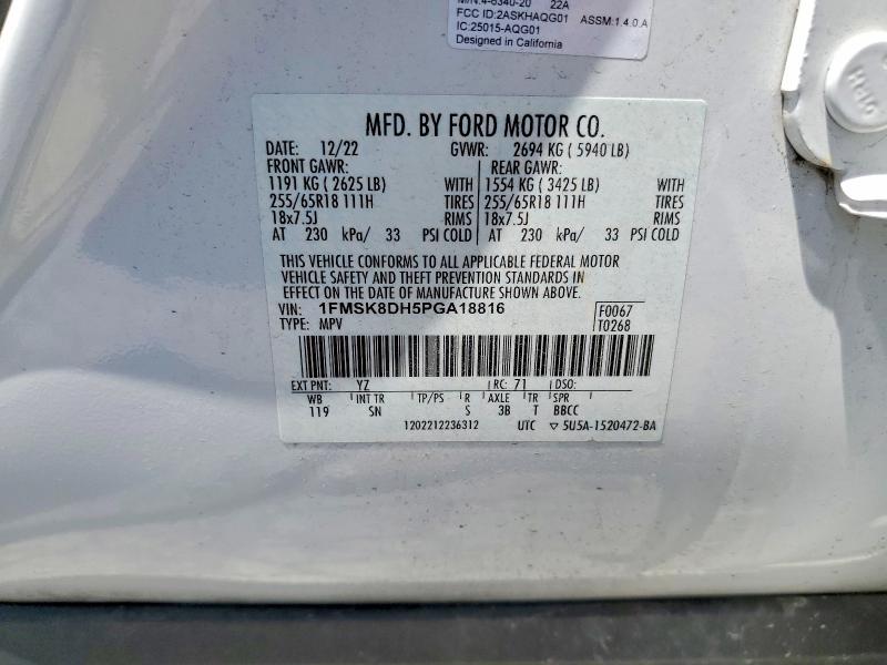 Продаж на аукціоні авто 2023 Ford Explorer, vin: 1FMSK8DH5PGA18816, номер лоту: 63667936
