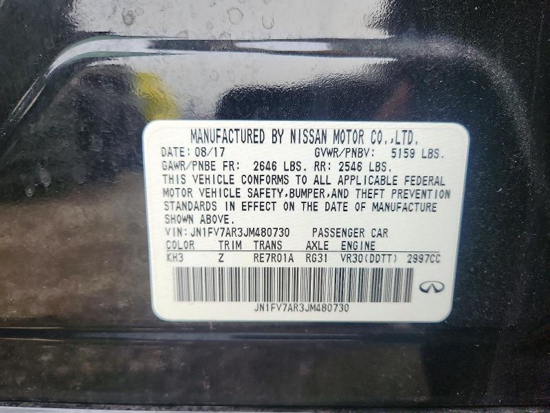 64022866 :رقم المزاد ، JN1FV7AR3JM480730 vin ، 2018 Infiniti Q50 مزاد بيع