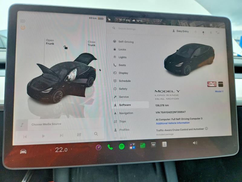 Продажа на аукционе авто 2022 Tesla Model Y, vin: 7SAYGAEE2NF359547, номер лота: 64721896