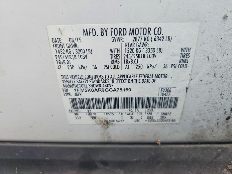 Auction sale of the 2016 Ford Explorer, vin: 1FM5K8AR9GGA78169, lot number: 65301246