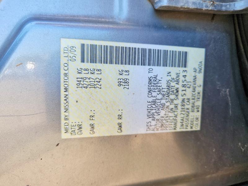 Продаж на аукціоні авто 2009 Nissan Altima, vin: 1N4AL21E89N518543, номер лоту: 63639516