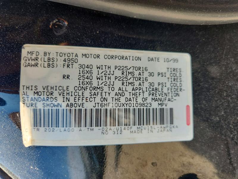 Продажа на аукционе авто 2000 Lexus Rx, vin: JT6HF10UXY0109823, номер лота: 65682756