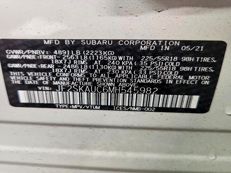 Продажа на аукционе авто 2021 Subaru Forester, vin: JF2SKAUC6MH545982, номер лота: 65892496