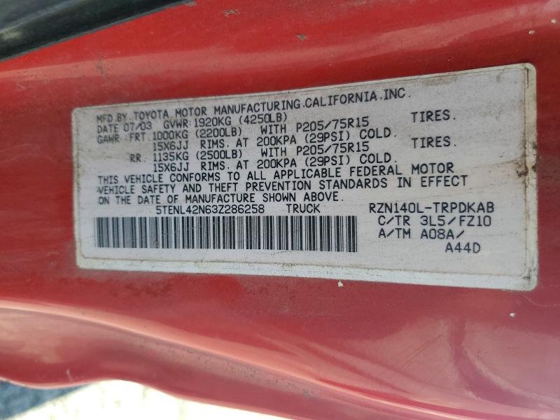 63812616 :رقم المزاد ، 5TENL42N63Z286258 vin ، 2003 Toyota Tacoma مزاد بيع