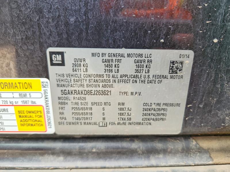 2014 Buick Enclave მანქანა იყიდება აუქციონზე, vin: 5GAKRAKD8EJ263621, აუქციონის ნომერი: 63728946