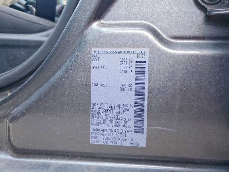 Продажа на аукционе авто 2025 Nissan Altima, vin: 1N4BL4DV7SN423585, номер лота: 64682206