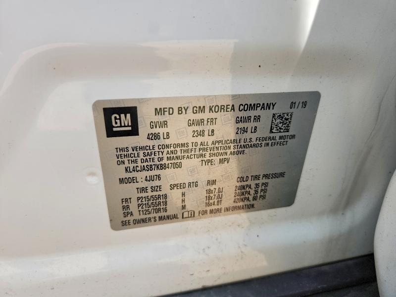 66624496 :رقم المزاد ، KL4CJASB7KB847050 vin ، 2019 Buick Encore مزاد بيع