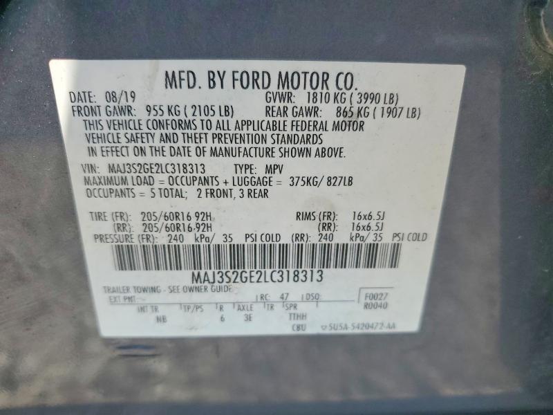 66993706 :رقم المزاد ، MAJ3S2GE2LC318313 vin ، 2020 Ford Ecosport مزاد بيع