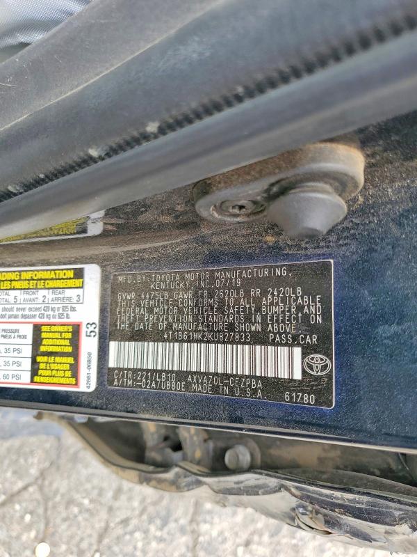 Продажа на аукционе авто 2019 Toyota Camry, vin: 4T1B61HK2KU827833, номер лота: 64297226