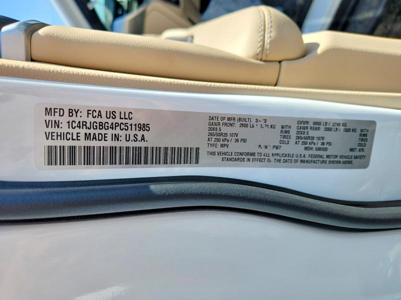 Продажа на аукционе авто 2023 Jeep Grand Cherokee, vin: 1C4RJGBG4PC511985, номер лота: 66999516