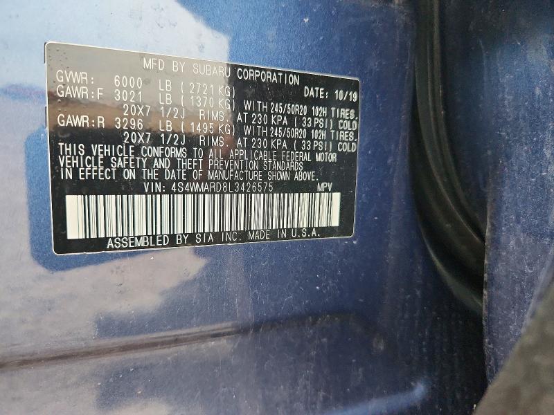 Aukcja sprzedaży 2020 Subaru Ascent, vin: 4S4WMARD8L3426575, numer aukcji: 64117426