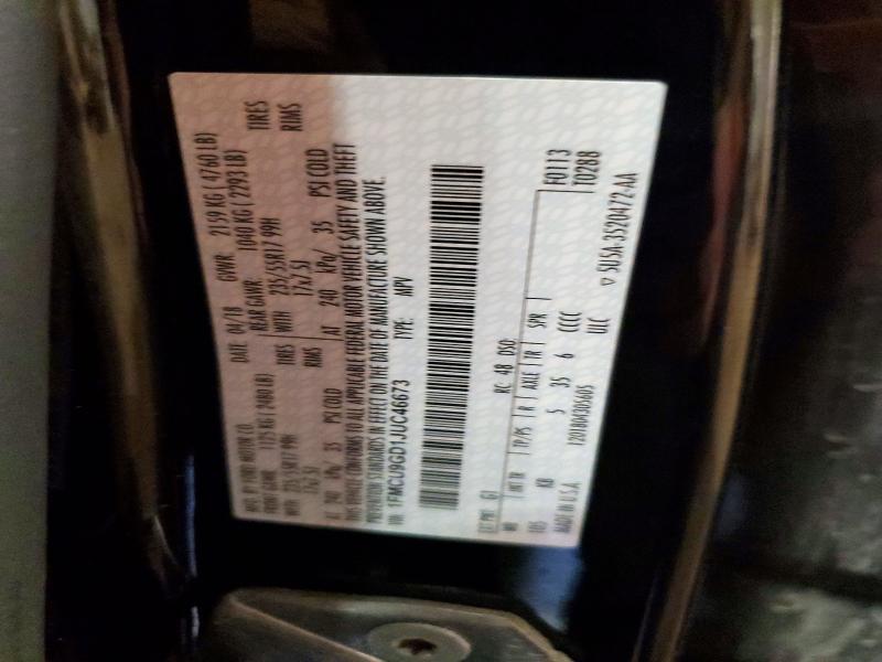 2018 Ford Escape მანქანა იყიდება აუქციონზე, vin: 1FMCU9GD1JUC46673, აუქციონის ნომერი: 65378956