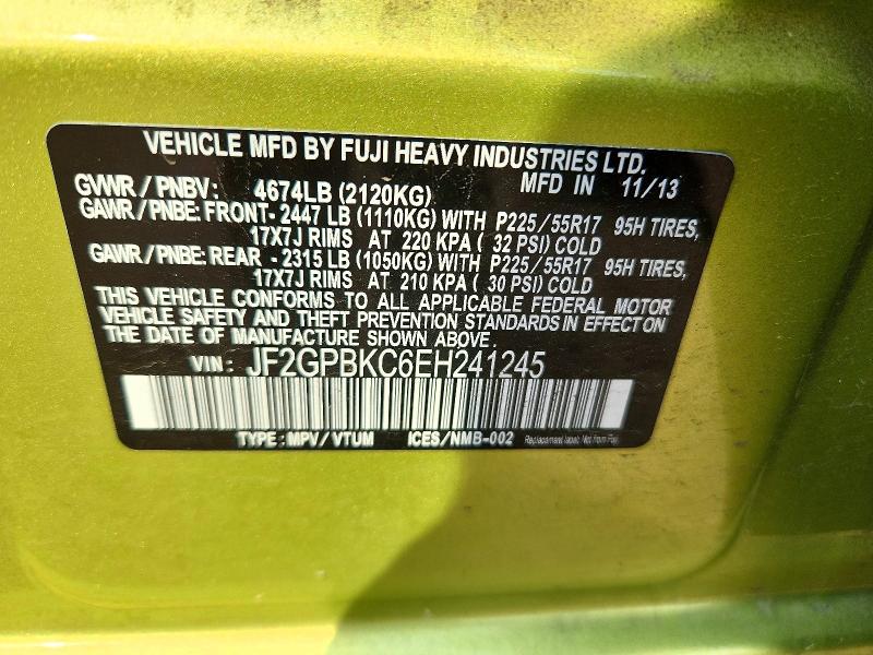 64009726 :رقم المزاد ، JF2GPBKC6EH241245 vin ، 2014 Subaru Xv Crosstrek مزاد بيع