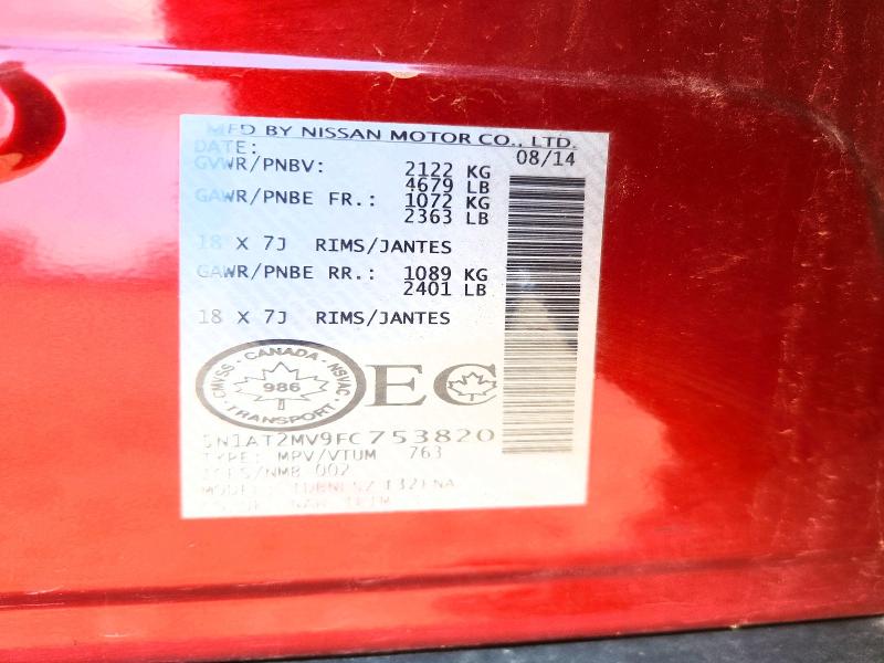 Aukcja sprzedaży 2015 Nissan Rogue, vin: 5N1AT2MV9FC753820, numer aukcji: 65792446