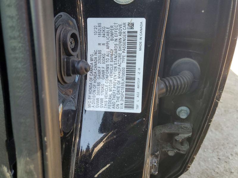 2020 Honda Civic მანქანა იყიდება აუქციონზე, vin: 2HGFC1E55LH708550, აუქციონის ნომერი: 63919996
