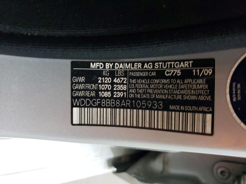 63378806 :رقم المزاد ، WDDGF8BB8AR105933 vin ، 2010 Mercedes-benz C مزاد بيع