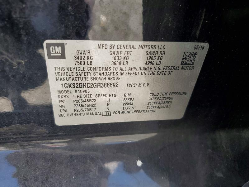 2016 Gmc Yukon Xl მანქანა იყიდება აუქციონზე, vin: 1GKS2GKC2GR386692, აუქციონის ნომერი: 64674446