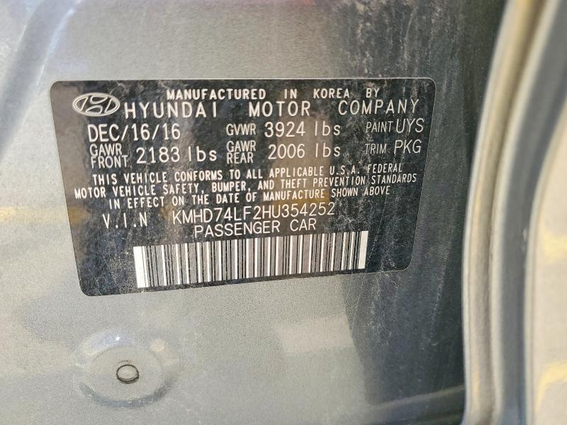 Продажа на аукционе авто 2017 Hyundai Elantra, vin: KMHD74LF2HU354252, номер лота: 65941676