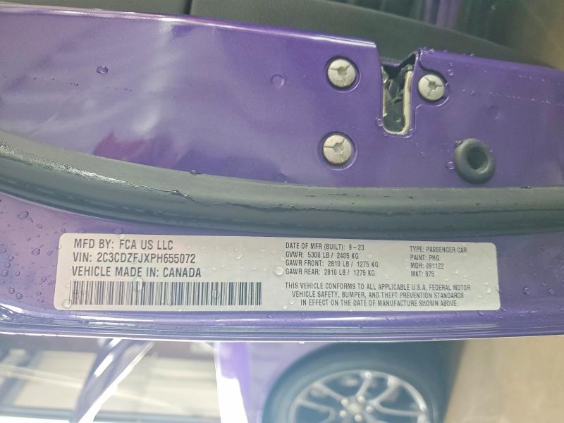 65191156 :رقم المزاد ، 2C3CDZFJXPH655072 vin ، 2023 Dodge Challenger مزاد بيع
