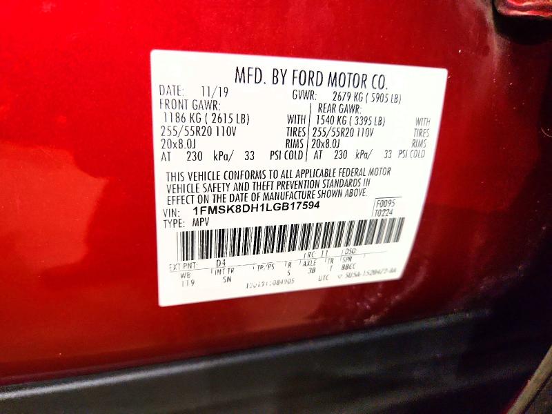Продажа на аукционе авто 2020 Ford Explorer, vin: 1FMSK8DH1LGB17594, номер лота: 64892116