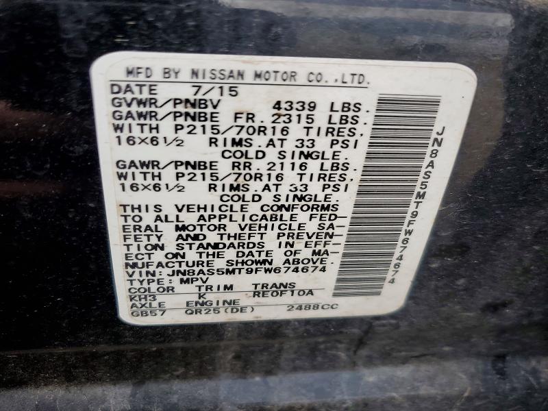 Продажа на аукционе авто 2015 Nissan Rogue Select, vin: JN8AS5MT9FW674674, номер лота: 64956196