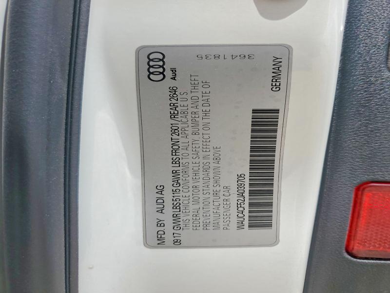 64982206 :رقم المزاد ، WAUC4CF52JA039705 vin ، 2018 Audi S5 مزاد بيع