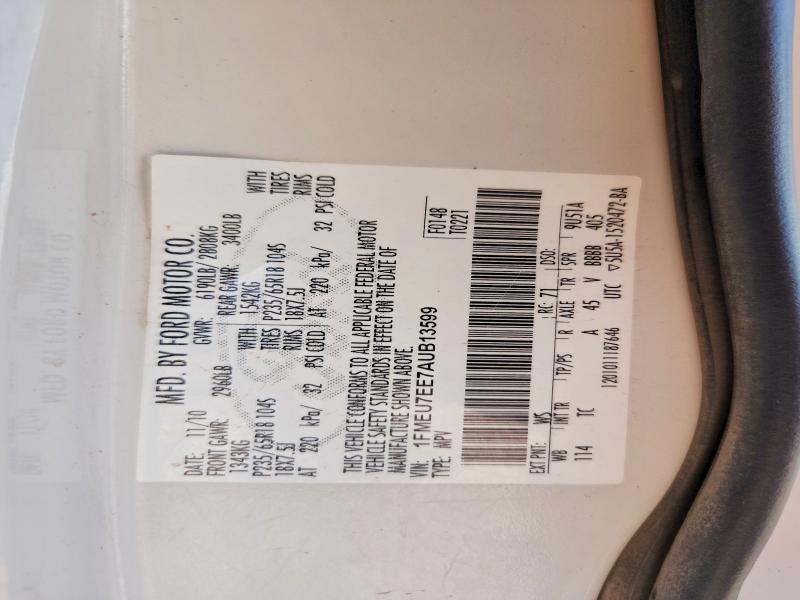 2010 Ford Explorer მანქანა იყიდება აუქციონზე, vin: 1FMEU7EE7AUB13599, აუქციონის ნომერი: 65885806