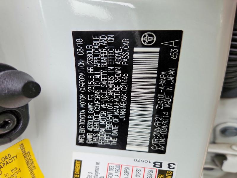 Aukcja sprzedaży 2019 Toyota C-hr, vin: JTNKHMBX6K1021446, numer aukcji: 64003926