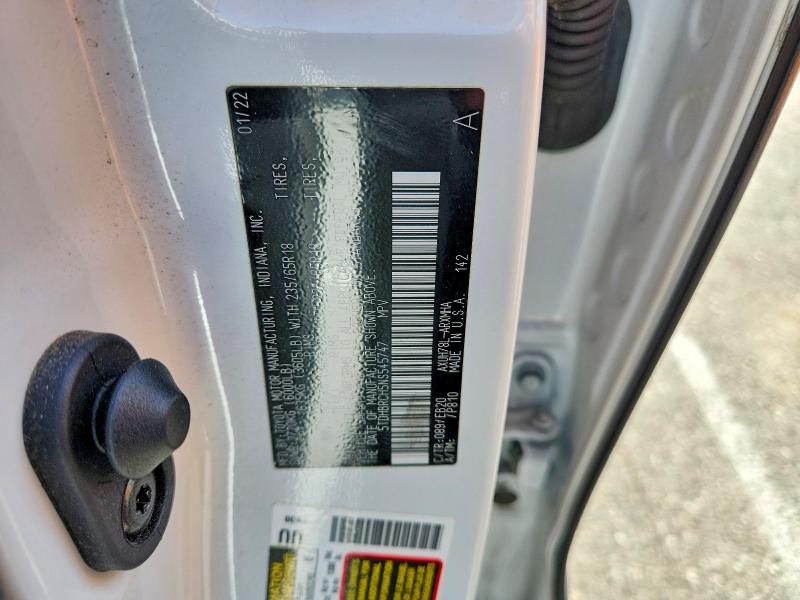 64952796 :رقم المزاد ، 5TDHBRCH5NS545747 vin ، 2022 Toyota Highlander Hybrid مزاد بيع
