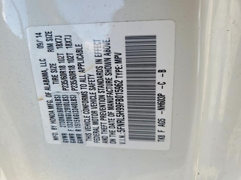 2015 Honda Odyssey მანქანა იყიდება აუქციონზე, vin: 5FNRL5H99FB015962, აუქციონის ნომერი: 64711416