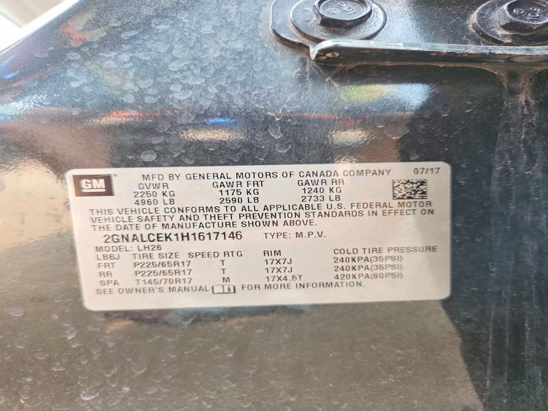 64581856 :رقم المزاد ، 2GNALCEK1H1617146 vin ، 2017 Chevrolet Equinox مزاد بيع