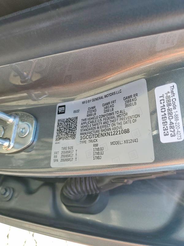 64160896 :رقم المزاد ، 1GCGTDENXN1221088 vin ، 2022 Chevrolet Colorado مزاد بيع