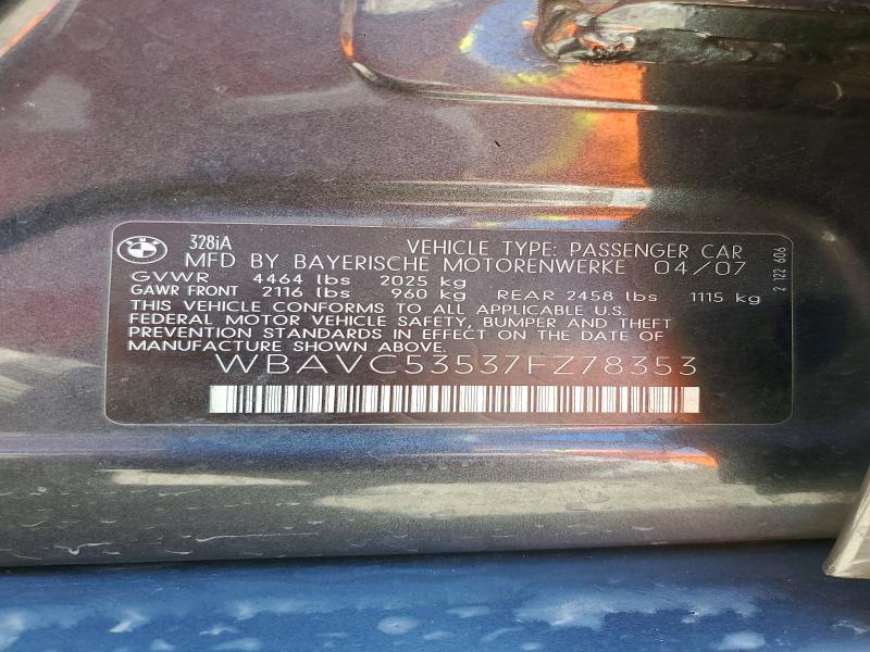 65219306 :رقم المزاد ، WBAVC53537FZ78353 vin ، 2007 Bmw 328 مزاد بيع