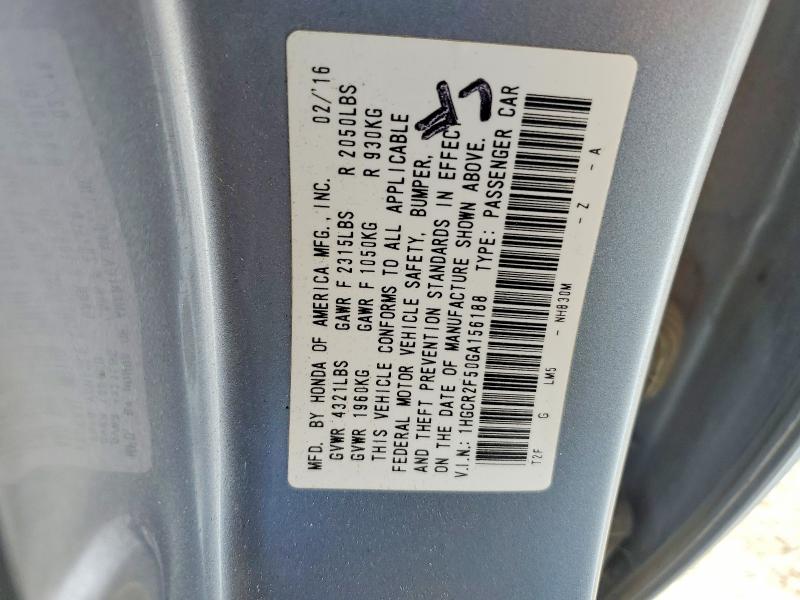 Продаж на аукціоні авто 2016 Honda Accord, vin: 1HGCR2F50GA156188, номер лоту: 65900026