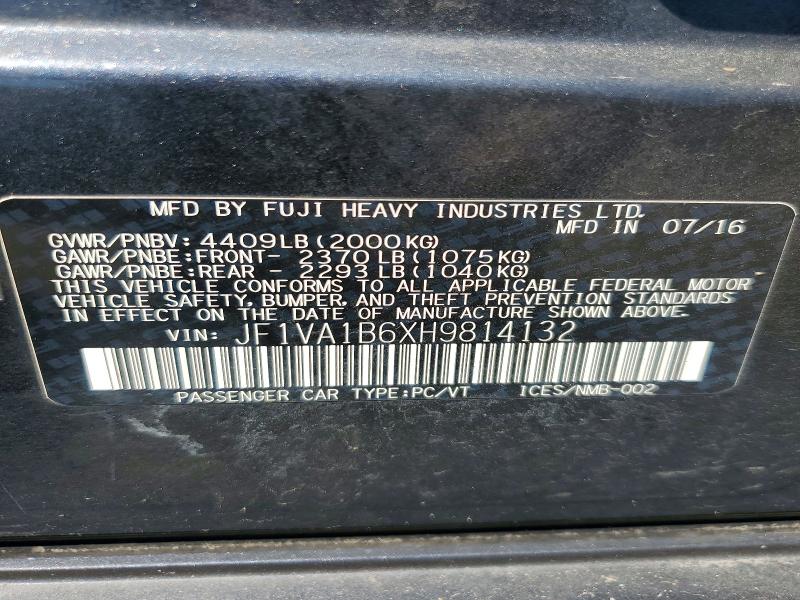 Aukcja sprzedaży 2017 Subaru Wrx, vin: JF1VA1B6XH9814132, numer aukcji: 64283626